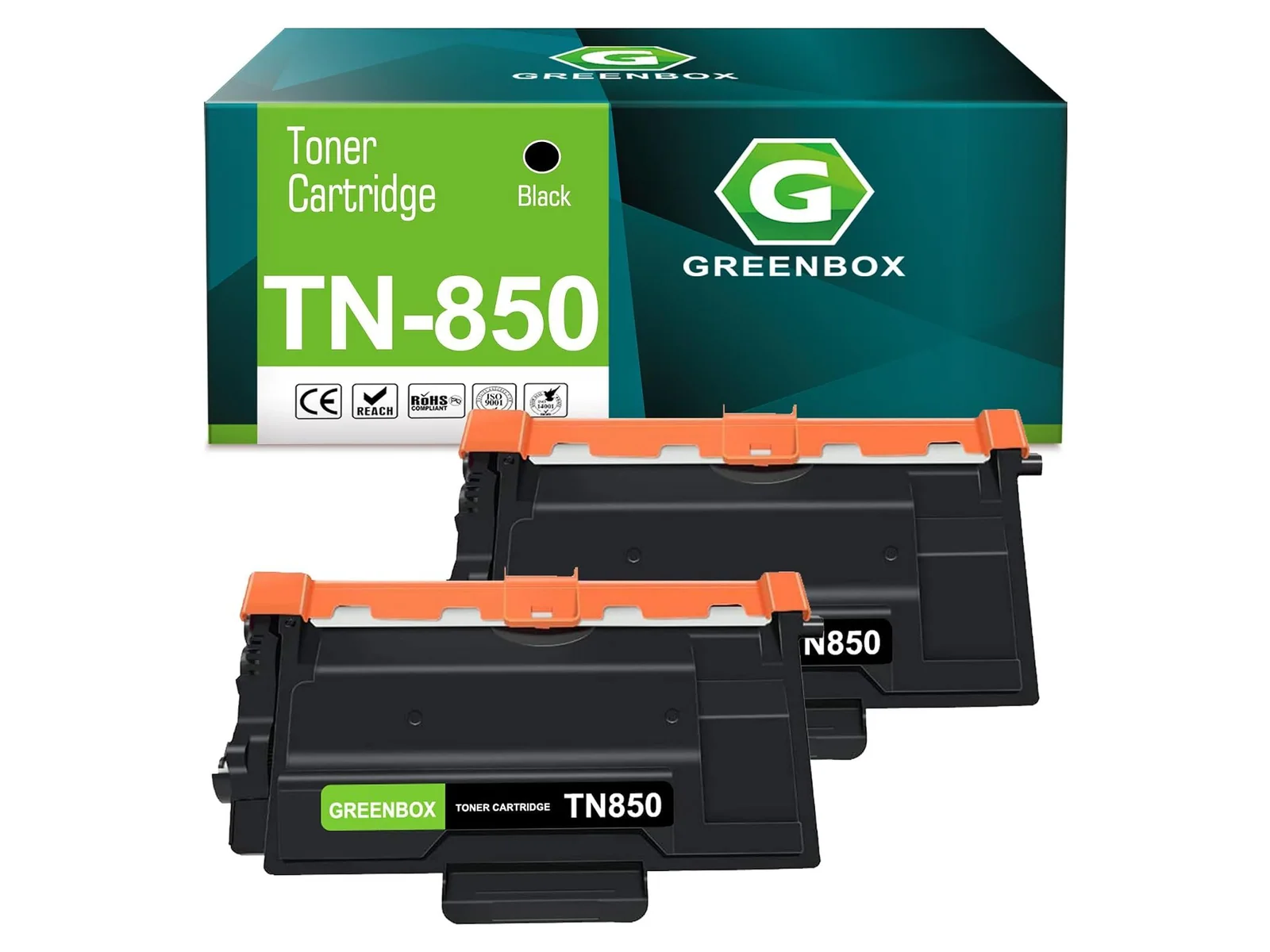 GREENBOX TN850 Toner Cartridge for Brother, 2 Black, 2-pack