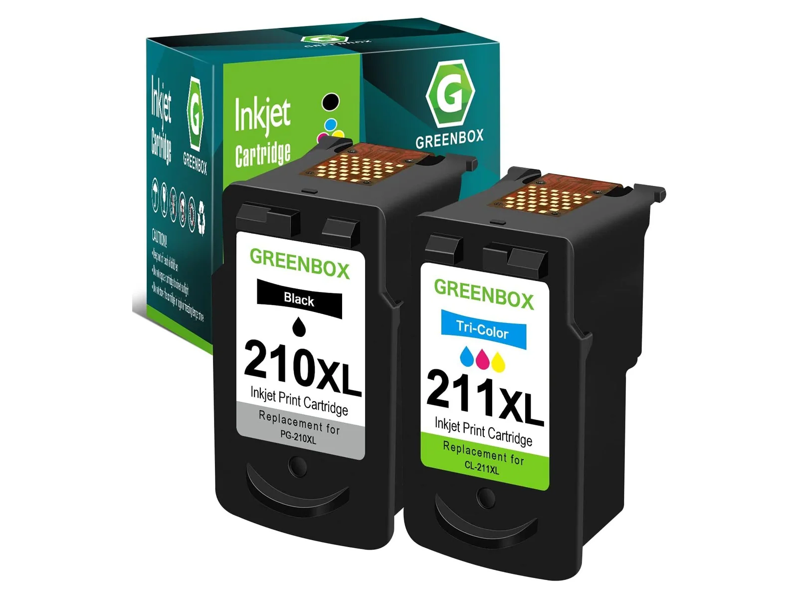GREENBOX PG-210XL Ink Cartridge for Canon, 1 Black + 1 Tri-Color, 2-pack