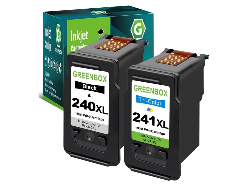 GREENBOX PG-240XL / CL-241XL Ink Cartridge for Canon, 1 Black + 1 Tri-Color, 2-pack