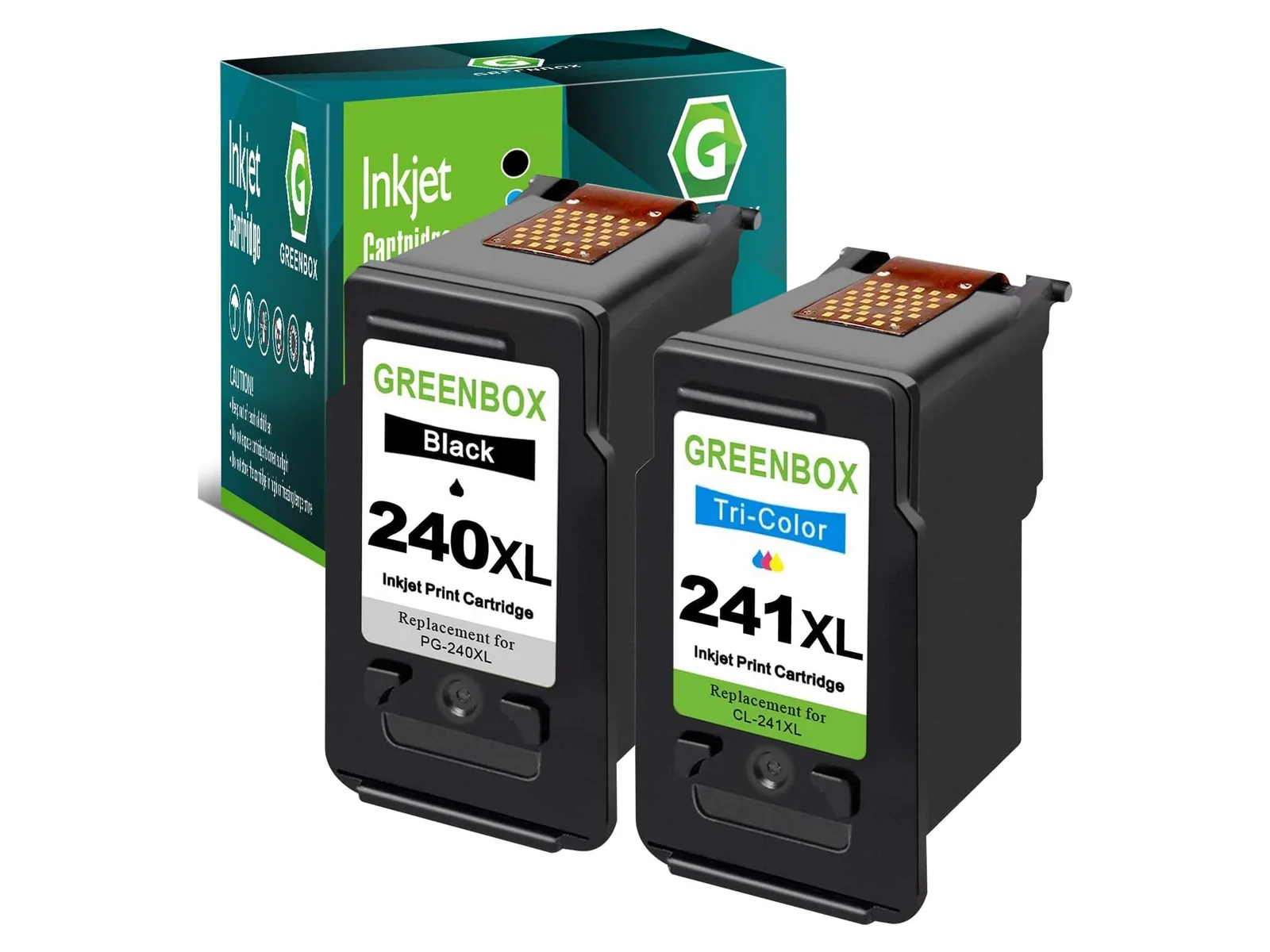 GREENBOX PG-240XL / CL-241XL Ink Cartridge for Canon, 1 Black + 1 Tri-Color, 2-pack