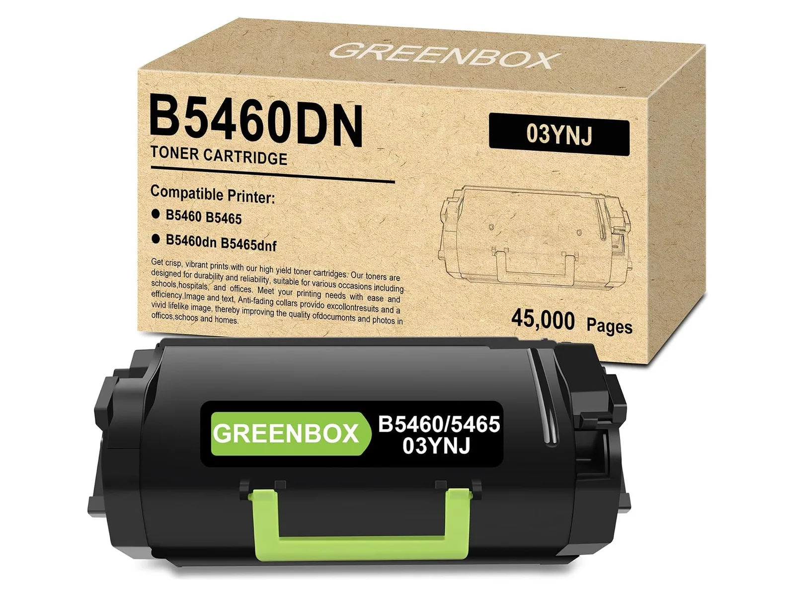 GREENBOX B5465DNF / B5460DN Toner Cartridge for Dell, 1 Black, 1-pack