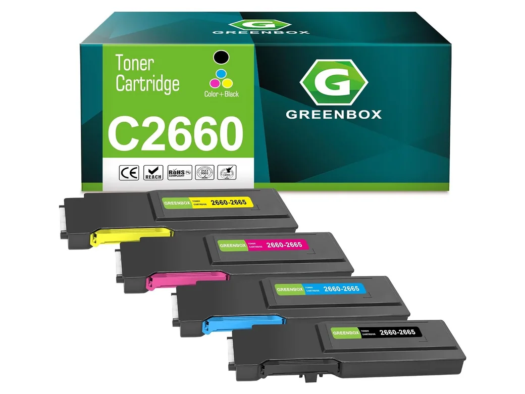 GREENBOX C2660 Toner Cartridge for Dell, 1 Black + 1 Cyan + 1 Magenta + 1 Yellow, 4-pack