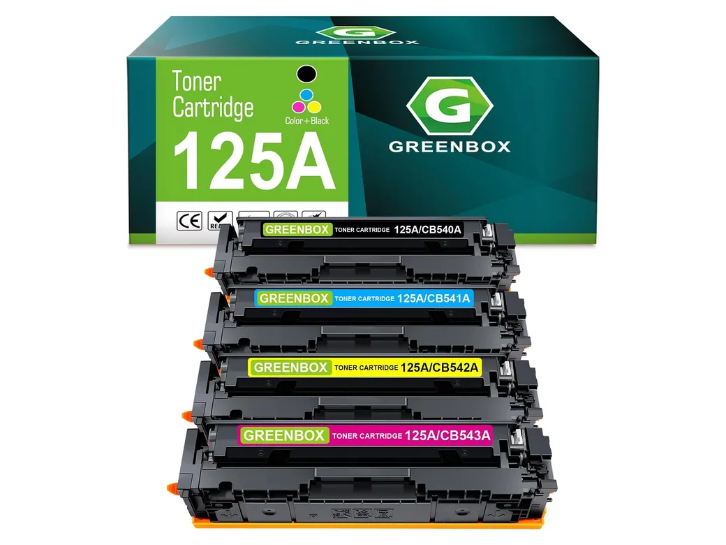 GREENBOX 125A Toner Cartridge for HP, 1 Black + 1 Cyan + 1 Yellow + 1 Magenta, 4-pack