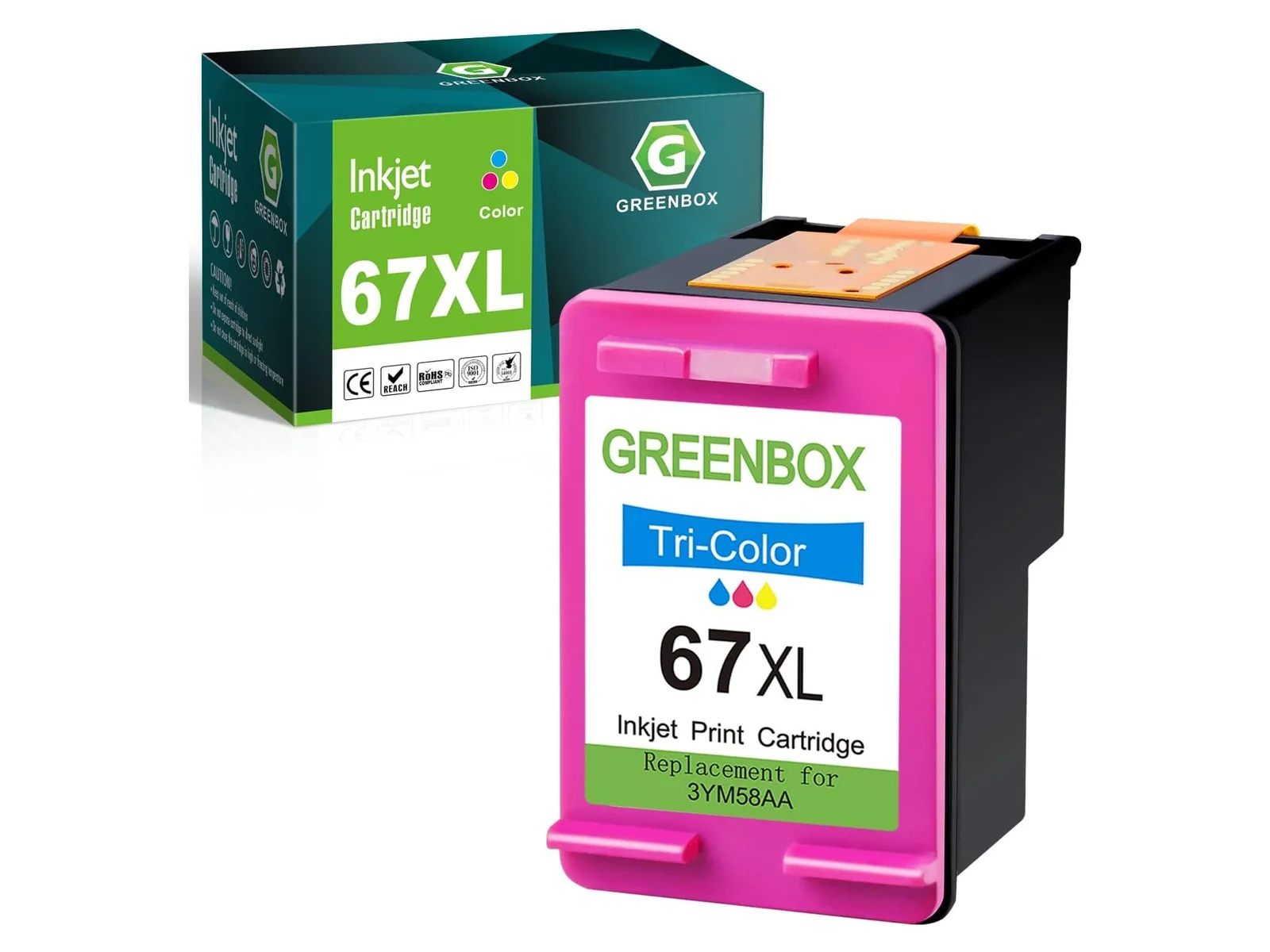 GREENBOX 67 / 67XL Ink Cartridge for HP, 1 Tri-Color, 1-pack