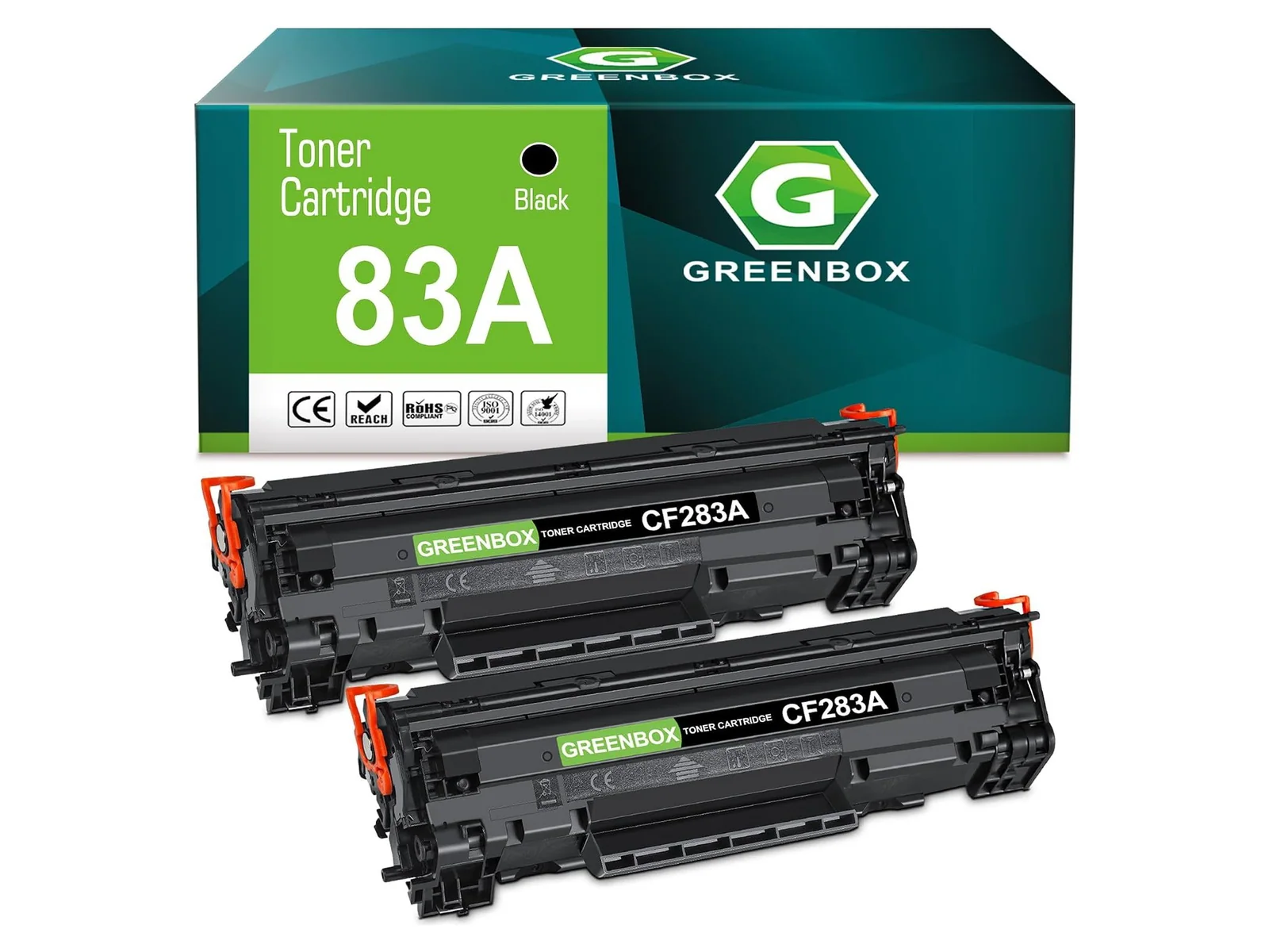 GREENBOX CF283A Toner Cartridge for HP, 2 Black, 2-pack