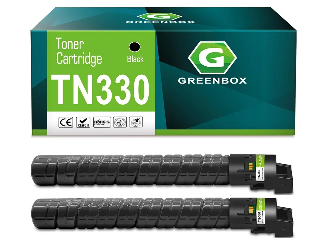GREENBOX TN330 / TN328 Toner Cartridge for Konica Minolta, 2 Black, 2-pack