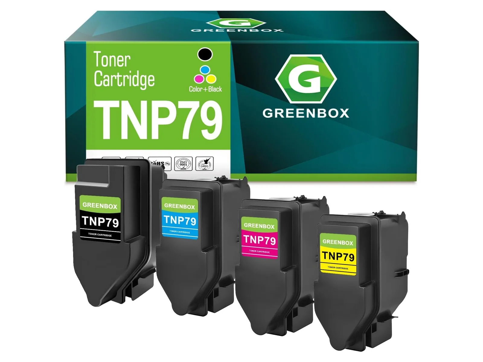 GREENBOX TNP-79 Toner Cartridge for Konica Minolta, 1 Black + 1 Cyan + 1 Magenta + 1 Yellow, 4-pack