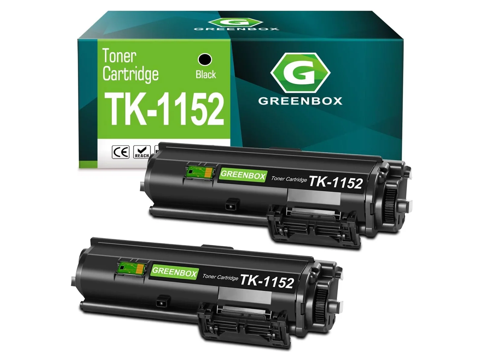 GREENBOX TK-1152 Toner Cartridge for Kyocera, 2 Black, 2-pack