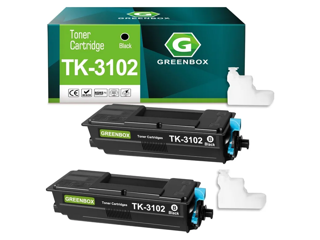 GREENBOX TK-3102 Toner Cartridge for Kyocera, 2 Black, 2-pack