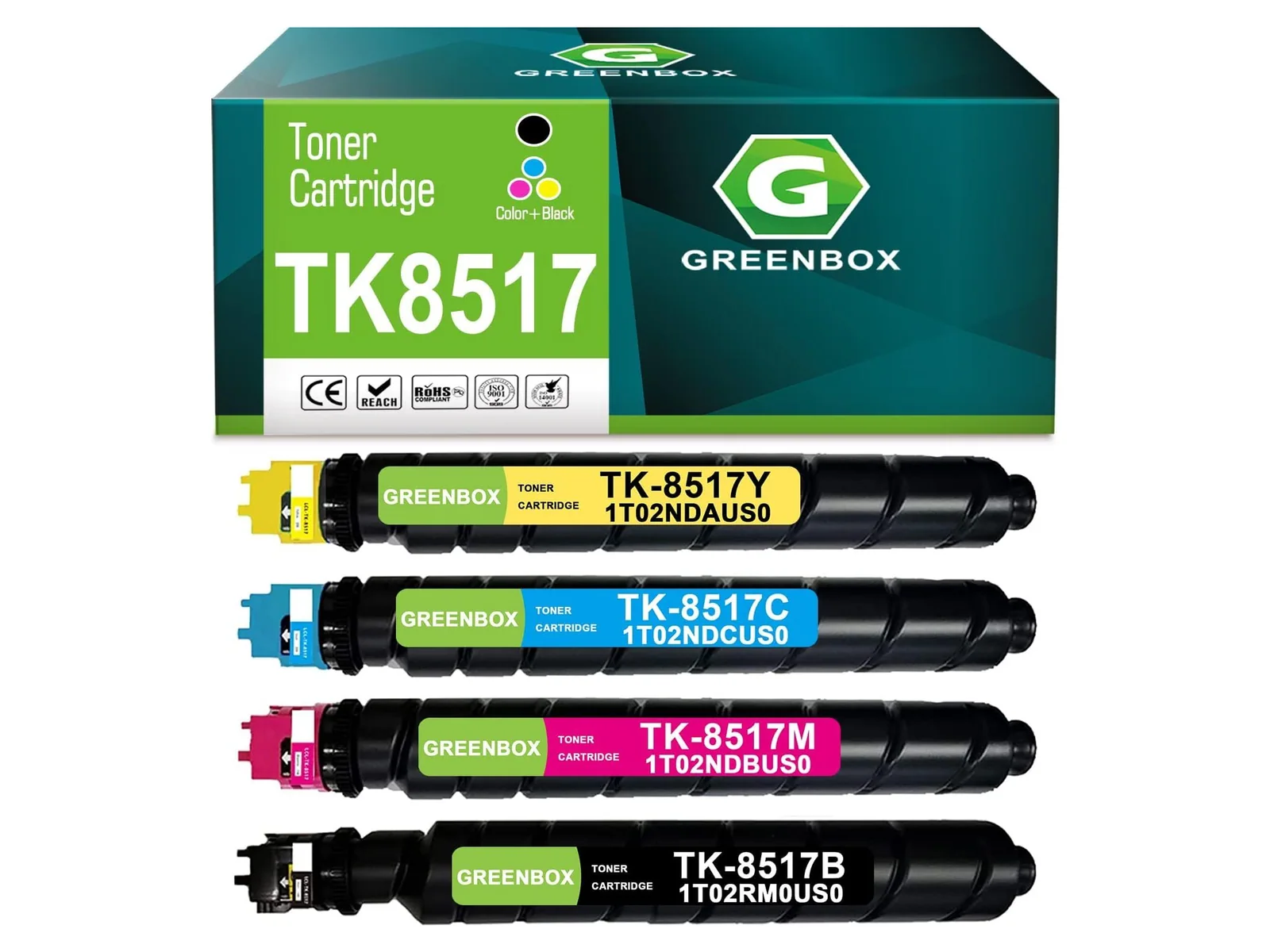 GREENBOX TK-8517 Toner Cartridge for Kyocera, 1 Black + 1 Cyan + 1 Magenta + 1 Yellow, 4-pack