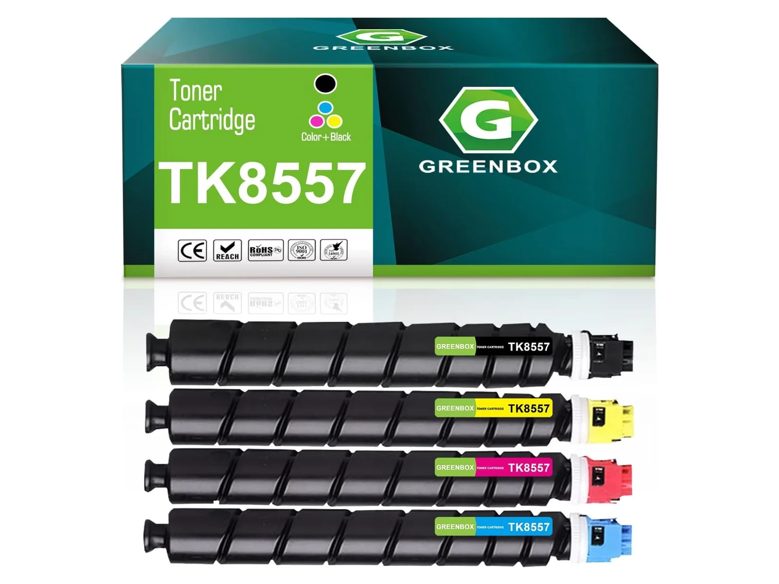 GREENBOX TK-8557 Toner Cartridge for Kyocera, 1 Black + 1 Cyan + 1 Magenta + 1 Yellow, 4-pack