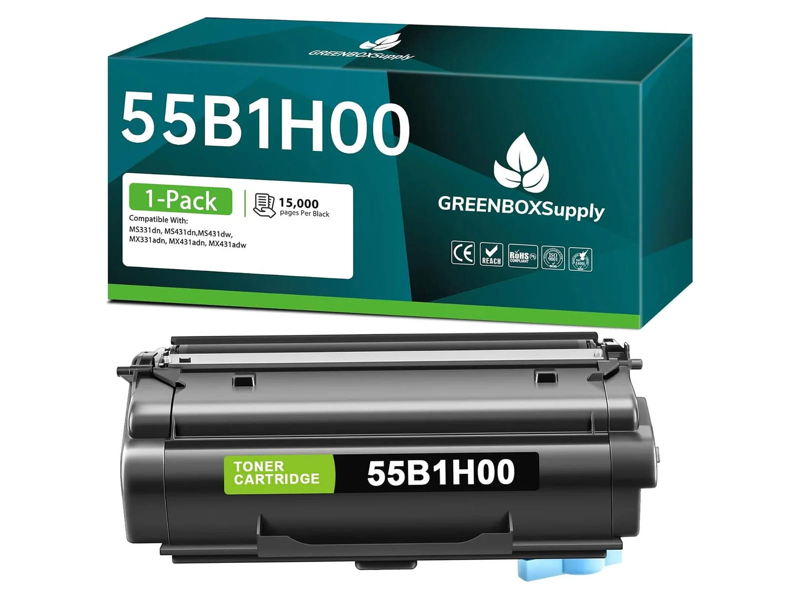 GREENBOX 55B1H00 Toner Cartridge for Lexmark, 1 Black, 1-pack
