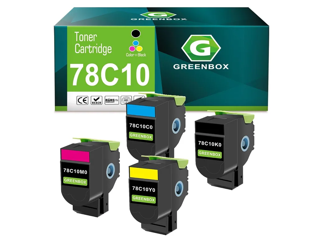 GREENBOX 78C10 Toner Cartridge for Lexmark, 1 Black + 1 Cyan + 1 Magenta + 1 Yellow, 4-pack