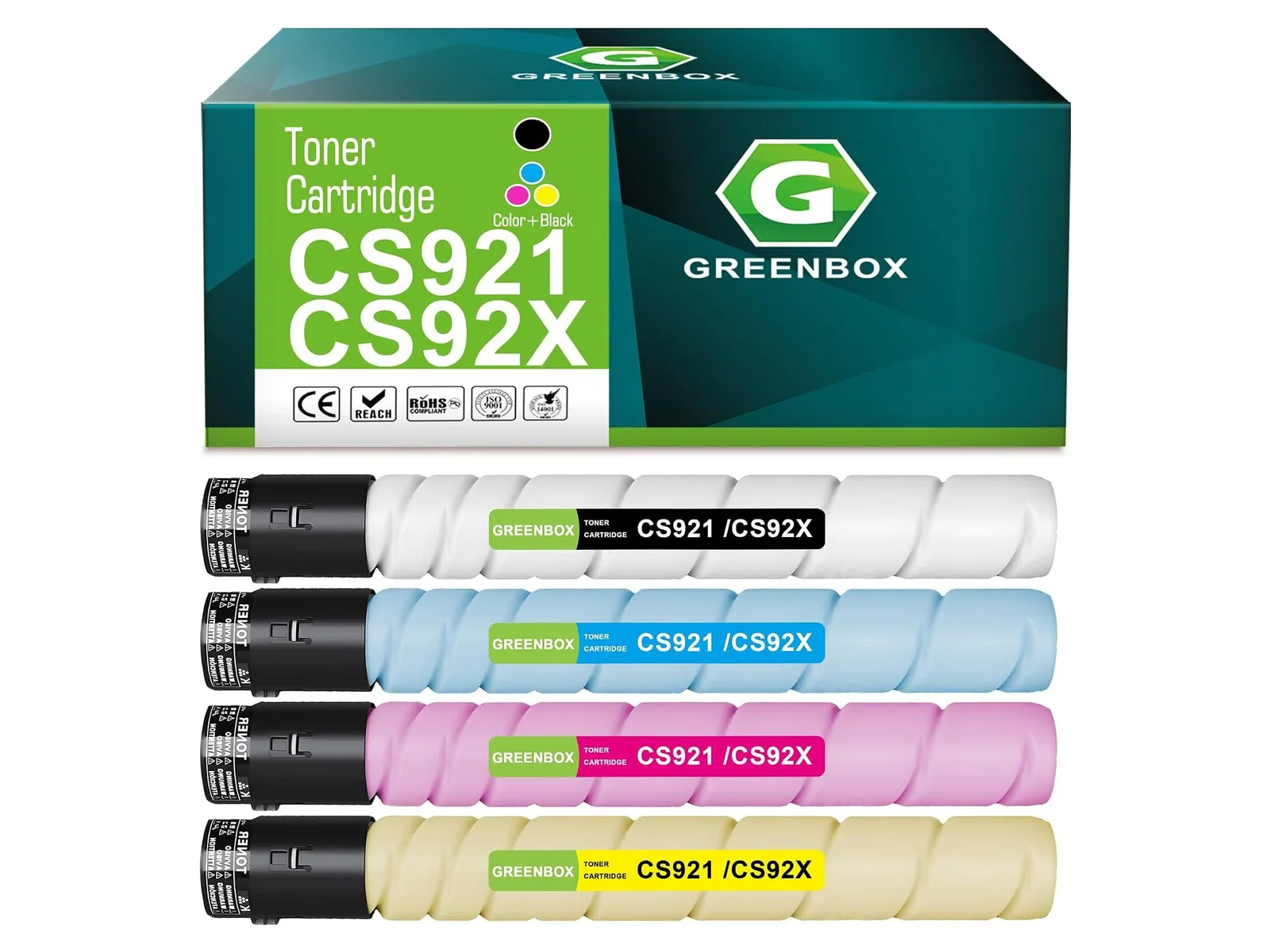 GREENBOX CS92X / CS921 Toner Cartridge for Lexmark, 1 Black + 1 Cyan + 1 Magenta + 1 Yellow, 4-pack