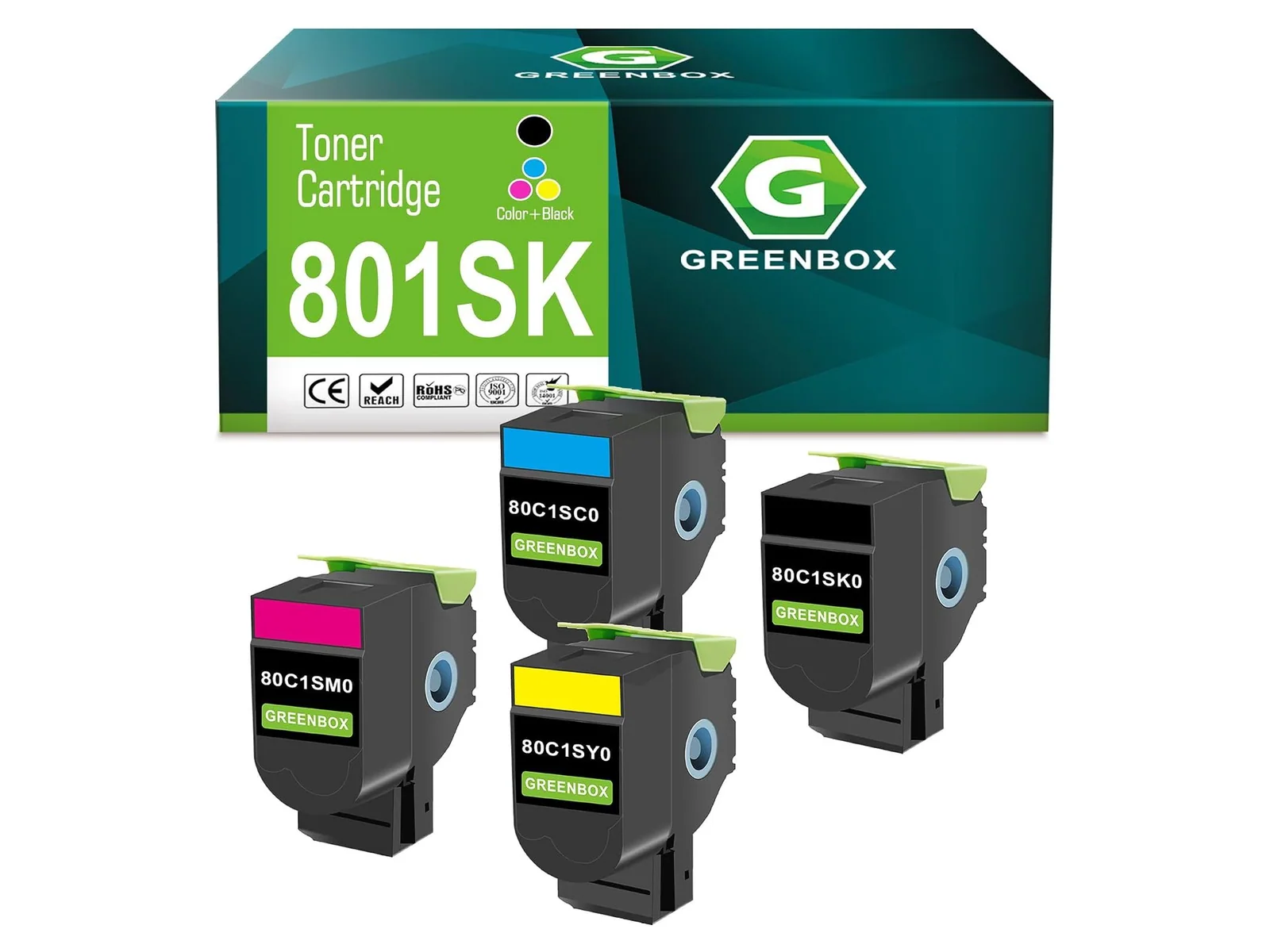 GREENBOX CX310 Toner Cartridge for Lexmark, 1 Black + 1 Cyan + 1 Magenta + 1 Yellow, 4-pack