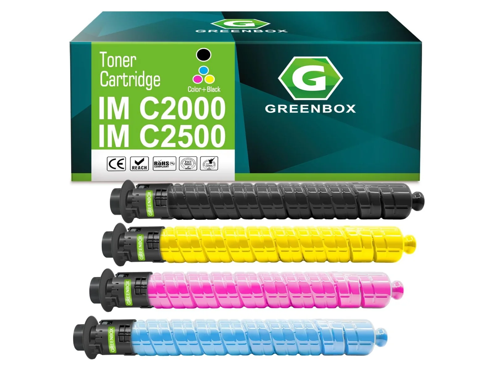 GREENBOX IM C2500 / C2000 Toner Cartridge for Ricoh, 1 Black + 1 Cyan + 1 Magenta + 1 Yellow, 4-pack