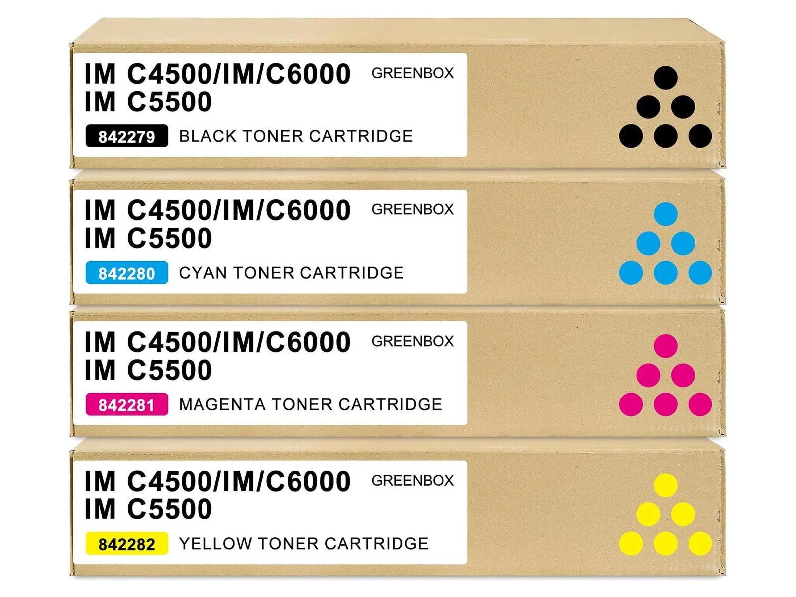 GREENBOX IM C4500 / C6000 Toner Cartridge for Ricoh, 1 Black + 1 Cyan + 1 Yellow + 1 Magenta, 4-pack
