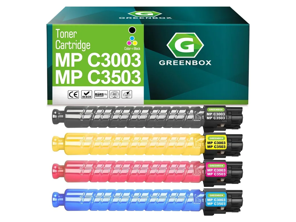 GREENBOX MP C3003 Toner Cartridge for Ricoh, 1 Black + 1 Yellow + 1 Magenta + 1 Cyan, 4-pack
