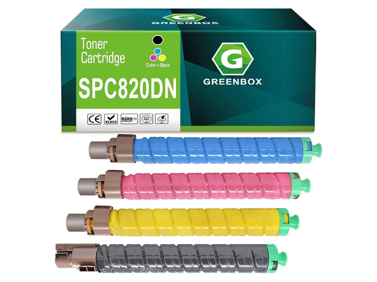 GREENBOX SP C820 / C821 Toner Cartridge for Ricoh, 1 Black + 1 Cyan + 1 Yellow + 1 Magenta, 4-pack