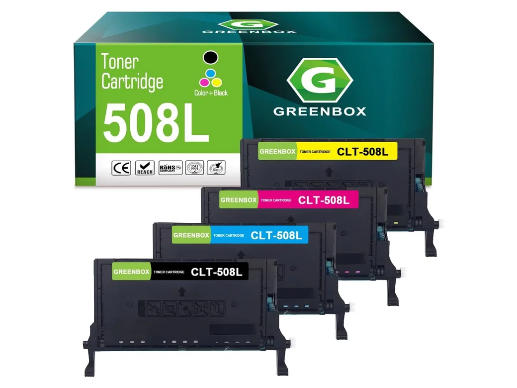 GREENBOX CLT-508L Toner Cartridge for Samsung, 1 Black + 1 Cyan + 1 Magenta + 1 Yellow, 4-pack
