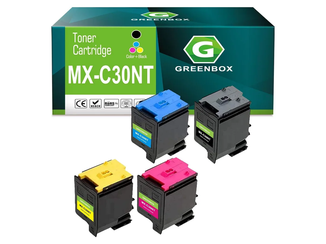 GREENBOX MX-C30NT Toner Cartridge for Sharp, 1 Black + 1 Cyan + 1 Yellow + 1 Magenta, 4-pack