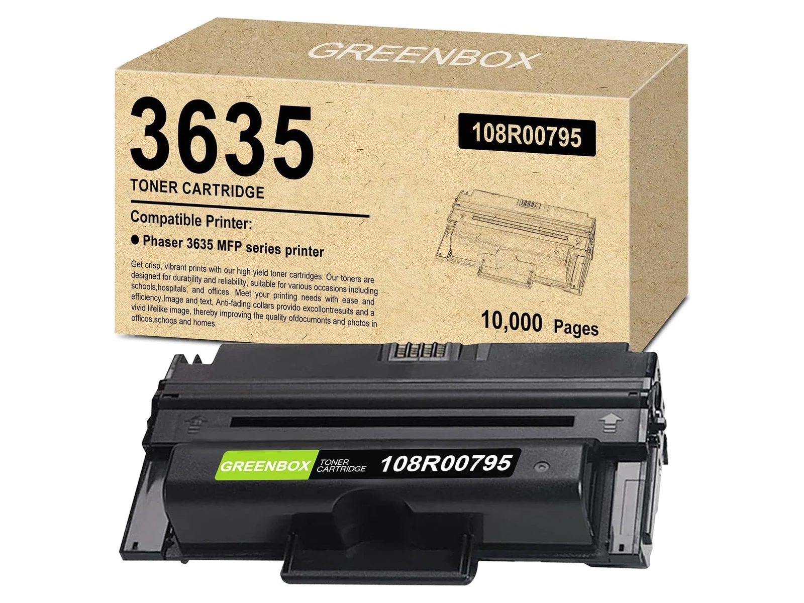 GREENBOX 3635 Toner Cartridge for Xerox, 1 Black, 1-pack