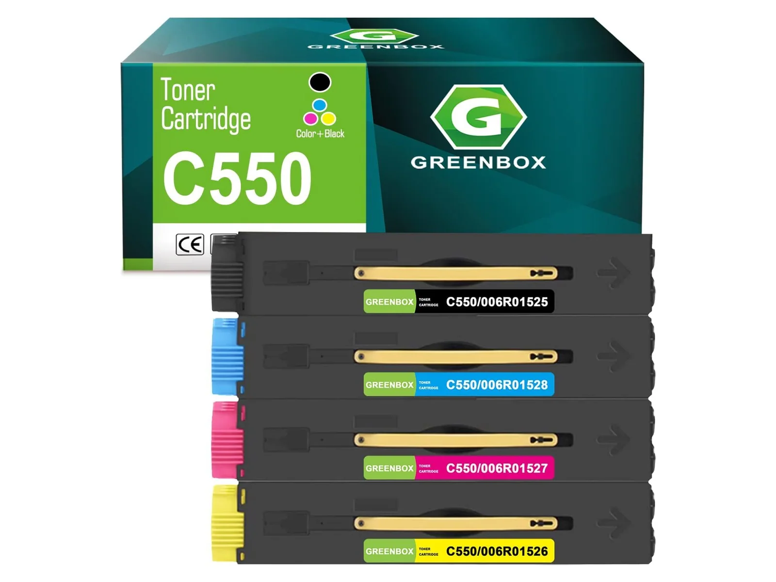 GREENBOX 550 Toner Cartridge for Xerox, 1 Black + 1 Cyan + 1 Magenta + 1 Yellow, 4-pack