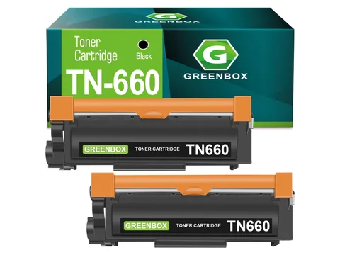 GREENBOX TN660 Toner Cartridge for Brother, 2 Black, 2-pack