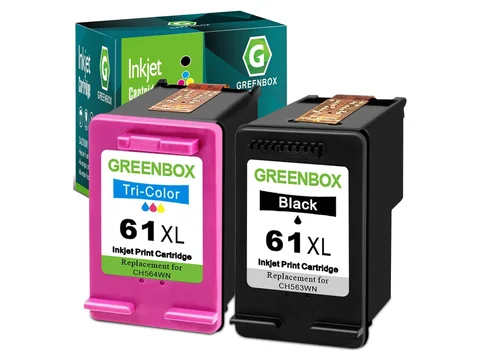 GREENBOX 61XL Ink Cartridge for HP, 61XL, 1 Black + 1 Tri-Color, 2-pack