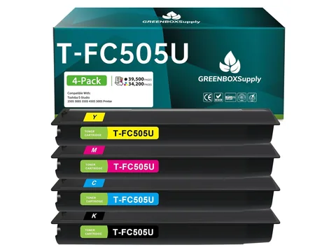 GREENBOX T-FC505U / TFC505 Toner Cartridge for Toshiba, 1 Black + 1 Cyan + 1 Yellow + 1 Magenta, 4-pack